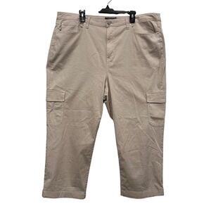 Torrid Womens Size 22 Tan Khaki Cargo Crop Pants Stretch Twill Utility Cuffed